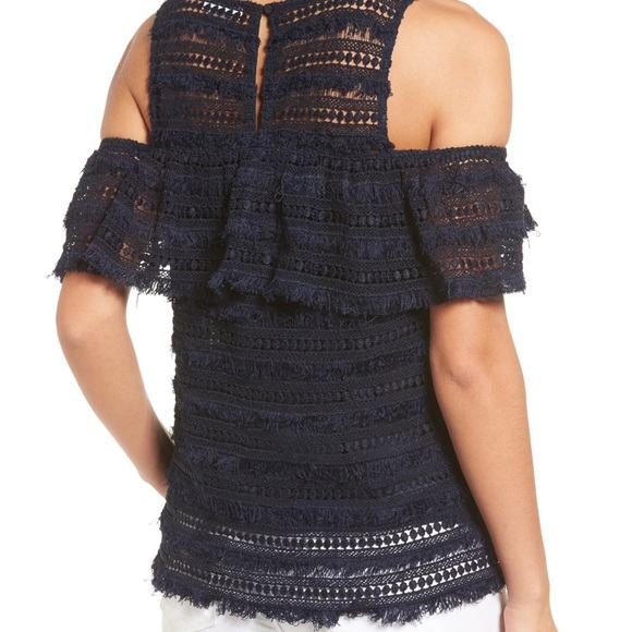 Chelsea28 fringe lace cold shoulder top NWT - Picture 3 of 7